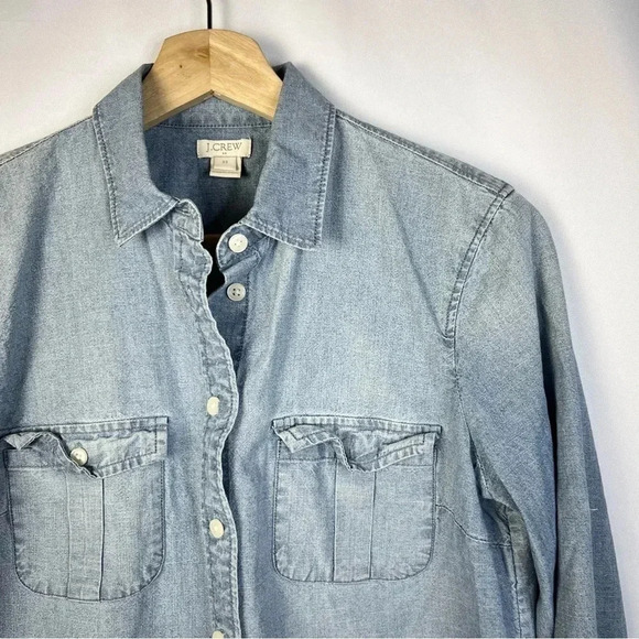 J. Crew Light Blue Chambray Western Long Sleeve Button Down XS - Picture 3 of 4